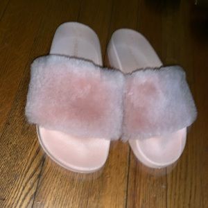 Pink fluffy slides